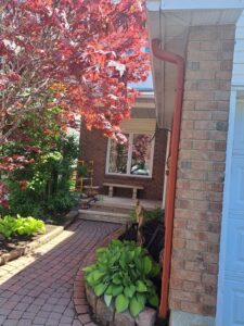 Front entry portico with timber posts, Ottawa