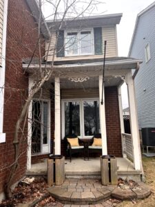 Front porch rebuild with timber posts and beams, Ottawa