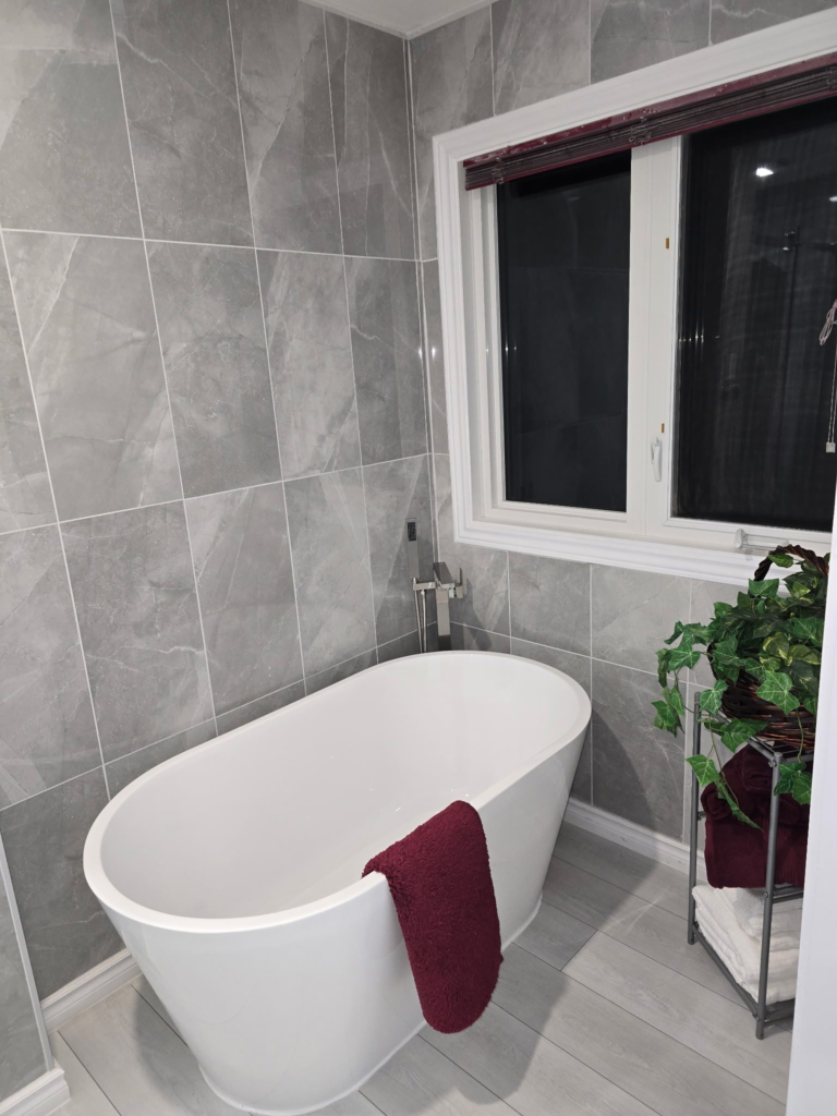 Freestanding tub detail after an Ottawa ensuite renovation