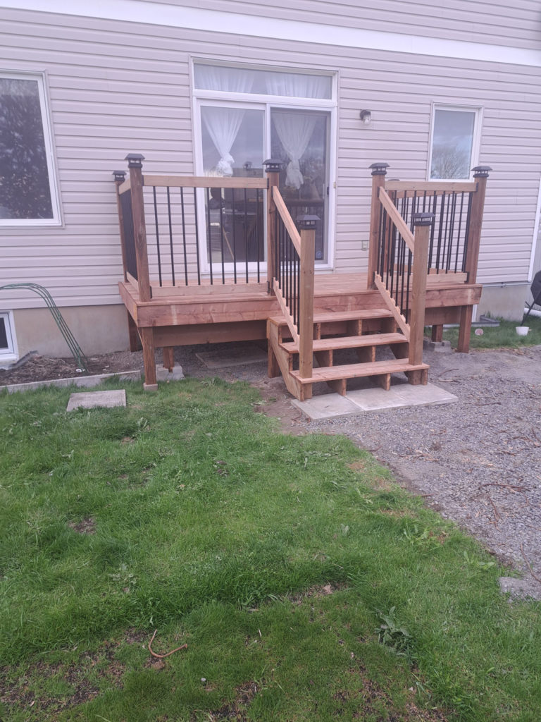 Close-up of the new stair set on the rebuilt Ottawa deck