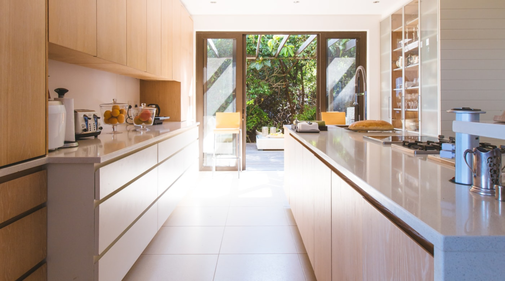 Renovated kitchen with an island and new cabinetry in an Ottawa area home