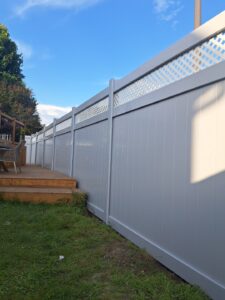 Vinyl privacy fence around a pool yard, Ottawa