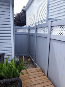 Vinyl privacy fence around a pool yard, Ottawa