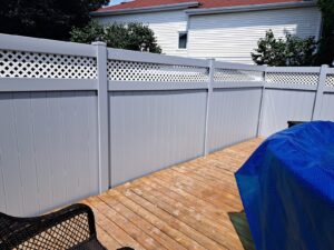 Vinyl privacy fence around a pool yard, Ottawa